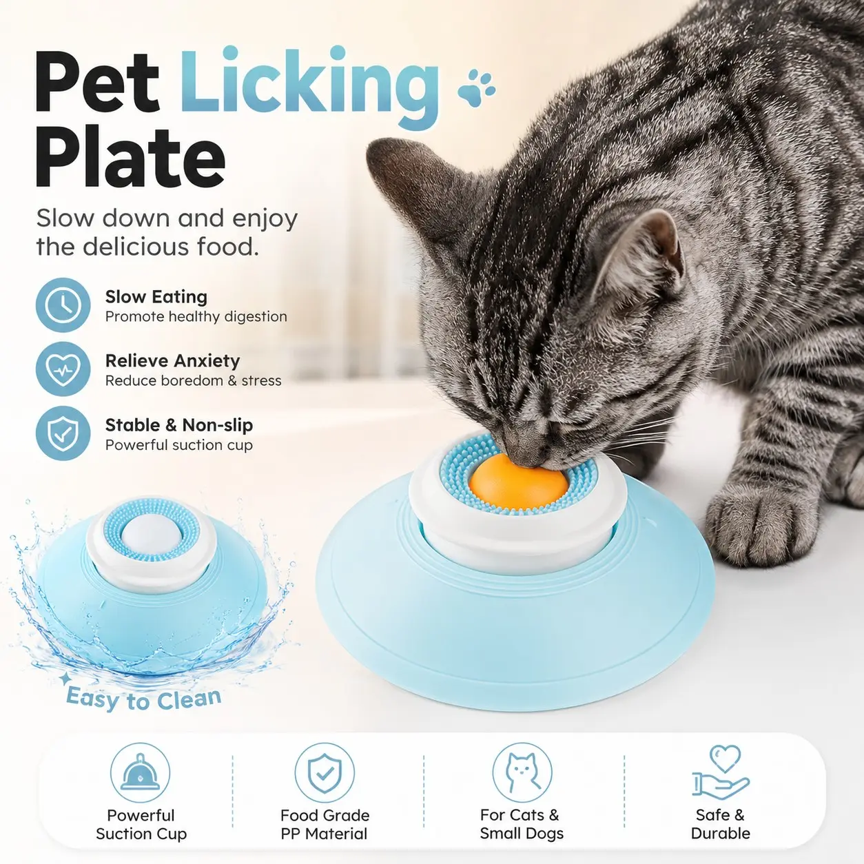 Pet Licking Plate Slow Feeder Yogurt Bowl, Interactive Pet Toy for Cats Dogs, Clean Teeth & Reduce Boredom, Durable Design