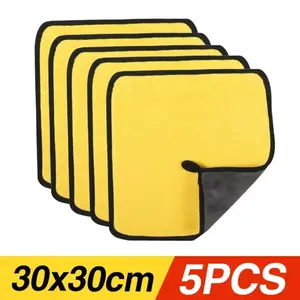 Thick Yellow Thickened Microfiber Car Wash Towel, High Water Absorption Multi-scene Drying Cleaning Cloth, Universal Household Auto Care Rag