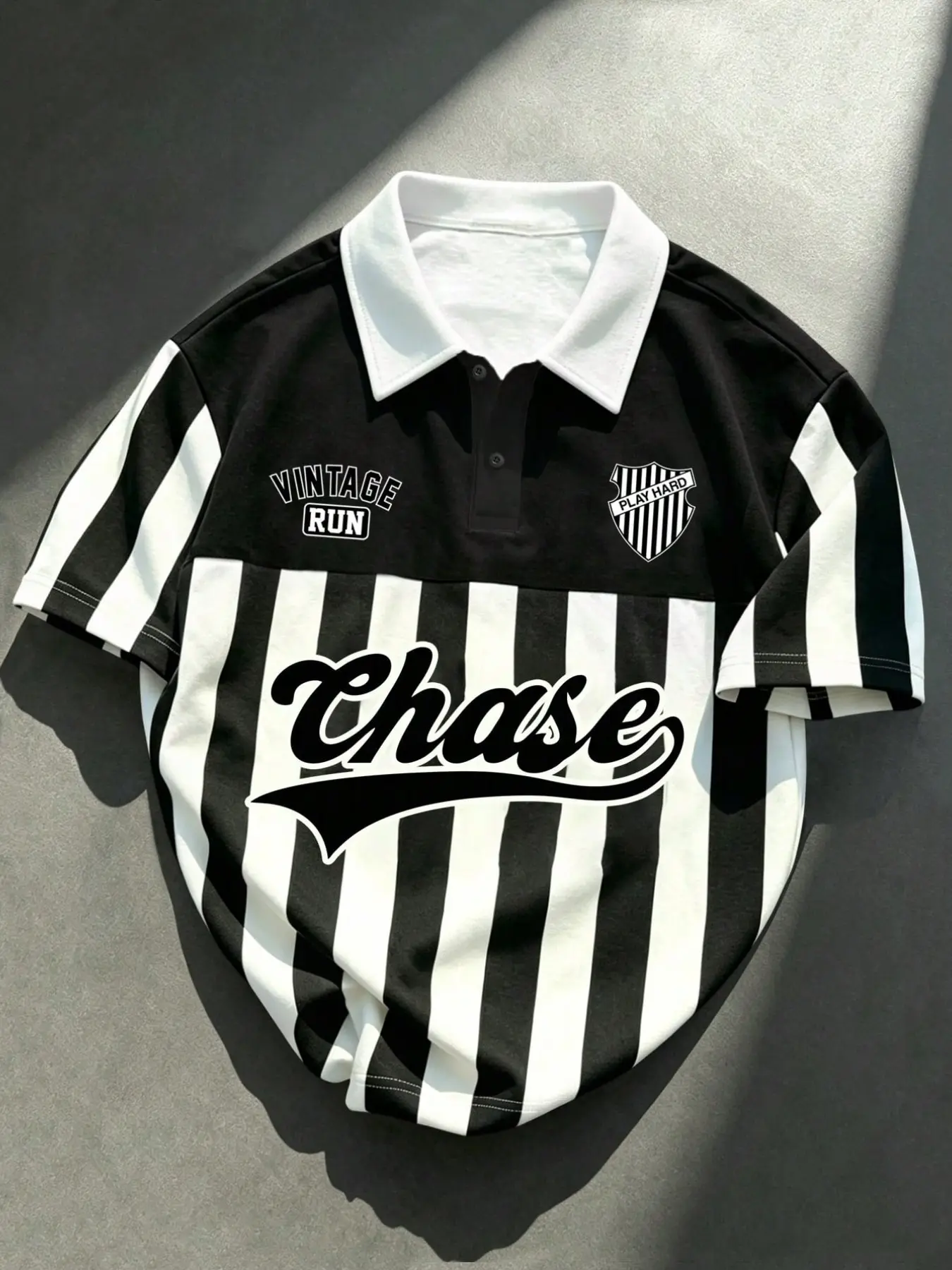 Men's Classic Striped Color Block Polo Shirt, American Vintage Streetwear Printed Short Sleeve Lapel Top, Summer Casual Fashion Shirt for Daily Wear