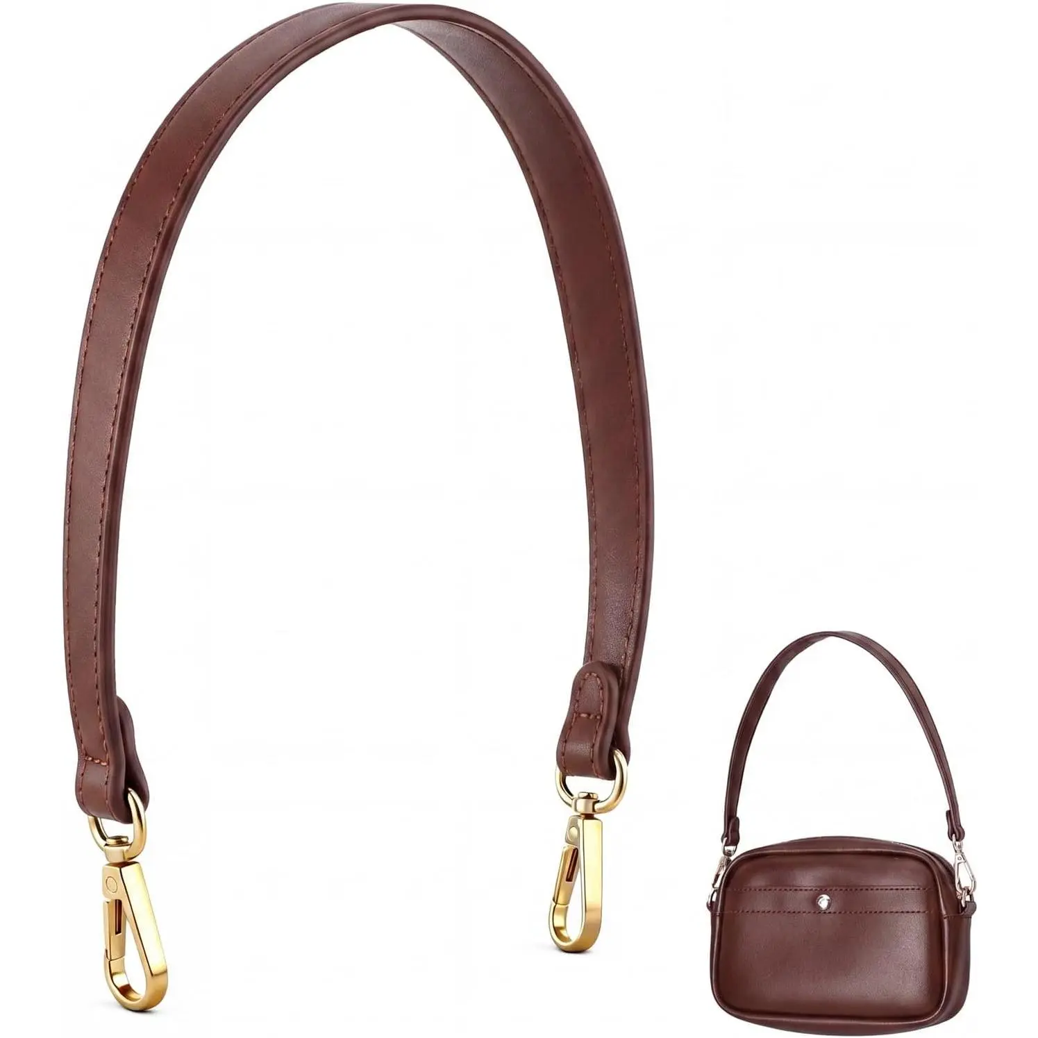 Leather  Strap, 19 Inch  Handles Strap for Bags, Short Purse Straps for  Bag Handbags  Bag Straps, Brown