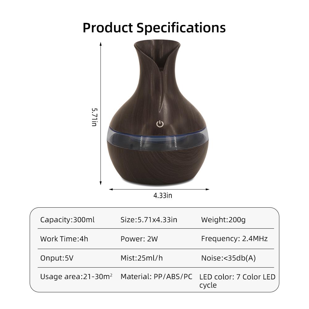 300ml USB Aromatherapy Essential Oil Diffuser Humidifier Combo with 2 Oils