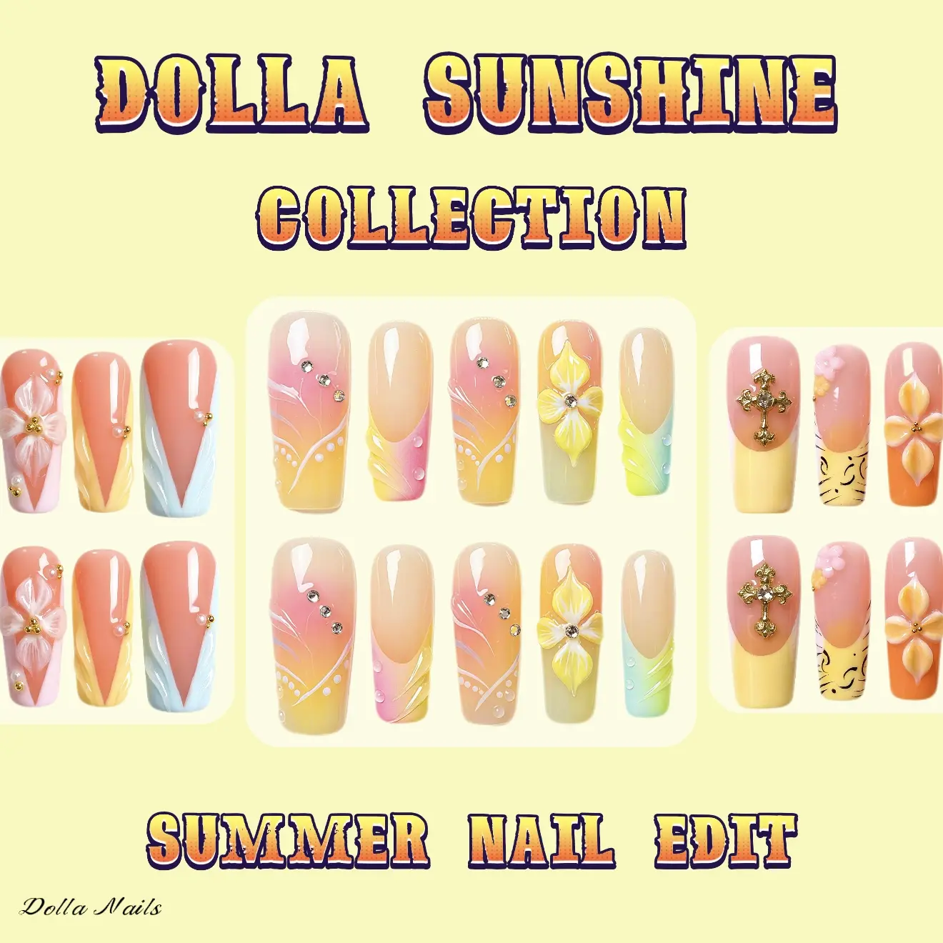 Dolla Nails Salon Look Press On Nails, Handmade Luxury Reusable False Nails Without The Salon Visit, Easy DIY Nail Kit for Women, Daily Wear, Office & Special Occasions