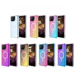 Compatible with T-mobile REVVL-8 pro /T-Mobile REVVL 7 Pro 5G/T Phone 2 Pro 5G/T-Mobile Revvl 6 PRO 5G /Magnetic gradient phone case drop Transparent magnetic case Soft case -H734