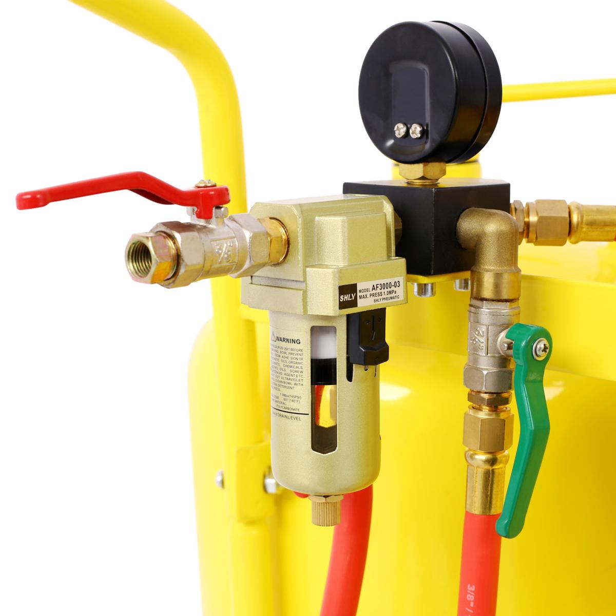 [LuckyNote] Sand Blaster Pressure Washer Sandblasting Kit Soda Blaster 10 Gallon Tanks 100lb Pressure Abrasive Blaster Dual Tank Abrasive W/26inch H/33inch Gravity Feed Abrasive Blaster (yellow)