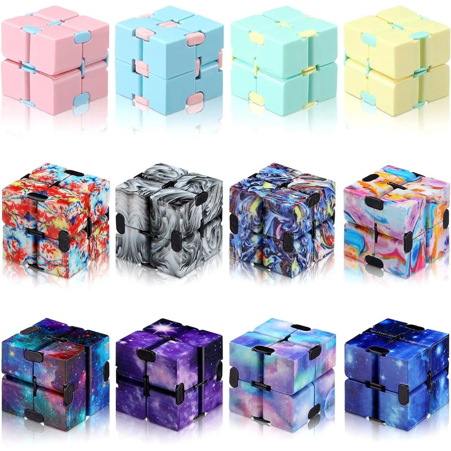 12 Pieces Mini Cube Blocks Desk Toy Magic Sensory Tool Blocks Puzzle Flip Cube for Teens Adults Birthday Favorsfidget toys
