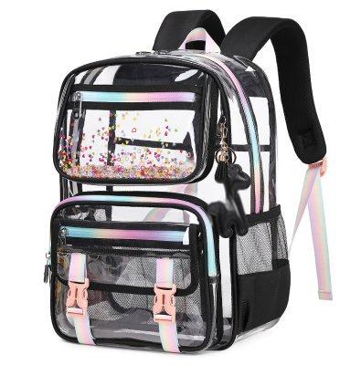 Clear Backpack, Heavy Duty Transparent Bookbag Girls Women, Stadium Approved See Through Backpack with Lunch Box