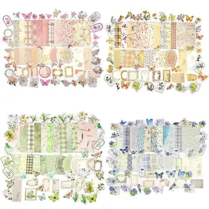 Vintage Floral Scrapbook Paper & Journaling Stickers (400pcs) Assorted Set - 4 Pack Junk Journal Supplies for Bullet Journaling, Retro Crafts, Planner, Mixed Media, Collage Card Albumfidget toys