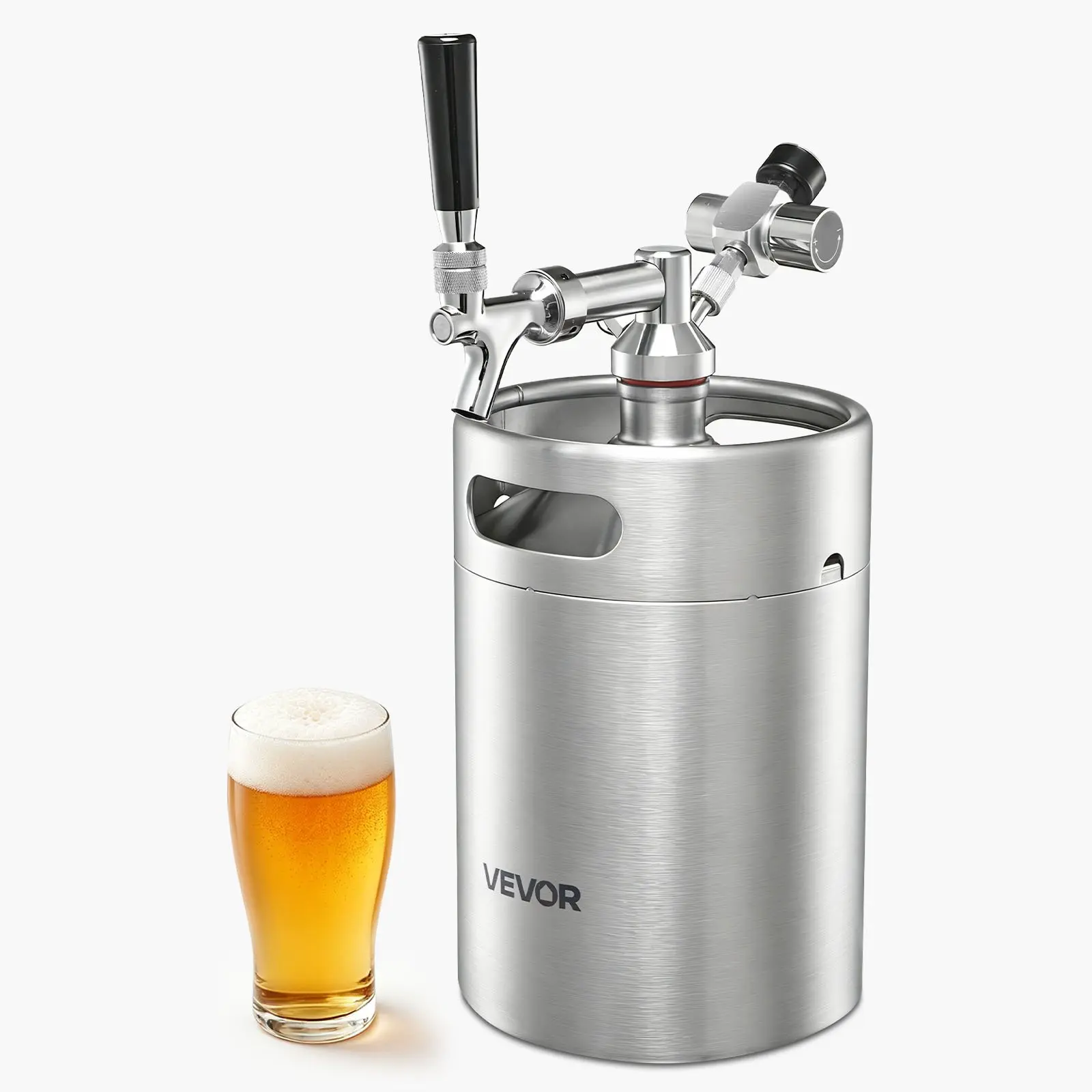 【DealsForYouDays】VEVOR 170oz Mini Keg, Pressurized Growler Tap System, 304 Stainless Steel Beer Kit, with Co2 Regulator, Self-Closing Faucet, Keeps Fresh and Carbonation for Homebrew, Craft and Draft Beer