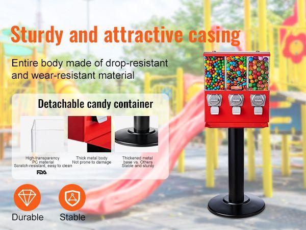 【Spring new arrivals】VEVOR Gumball Machine with Stand Vending Coin Bank Vintage Candy Dispenser Red