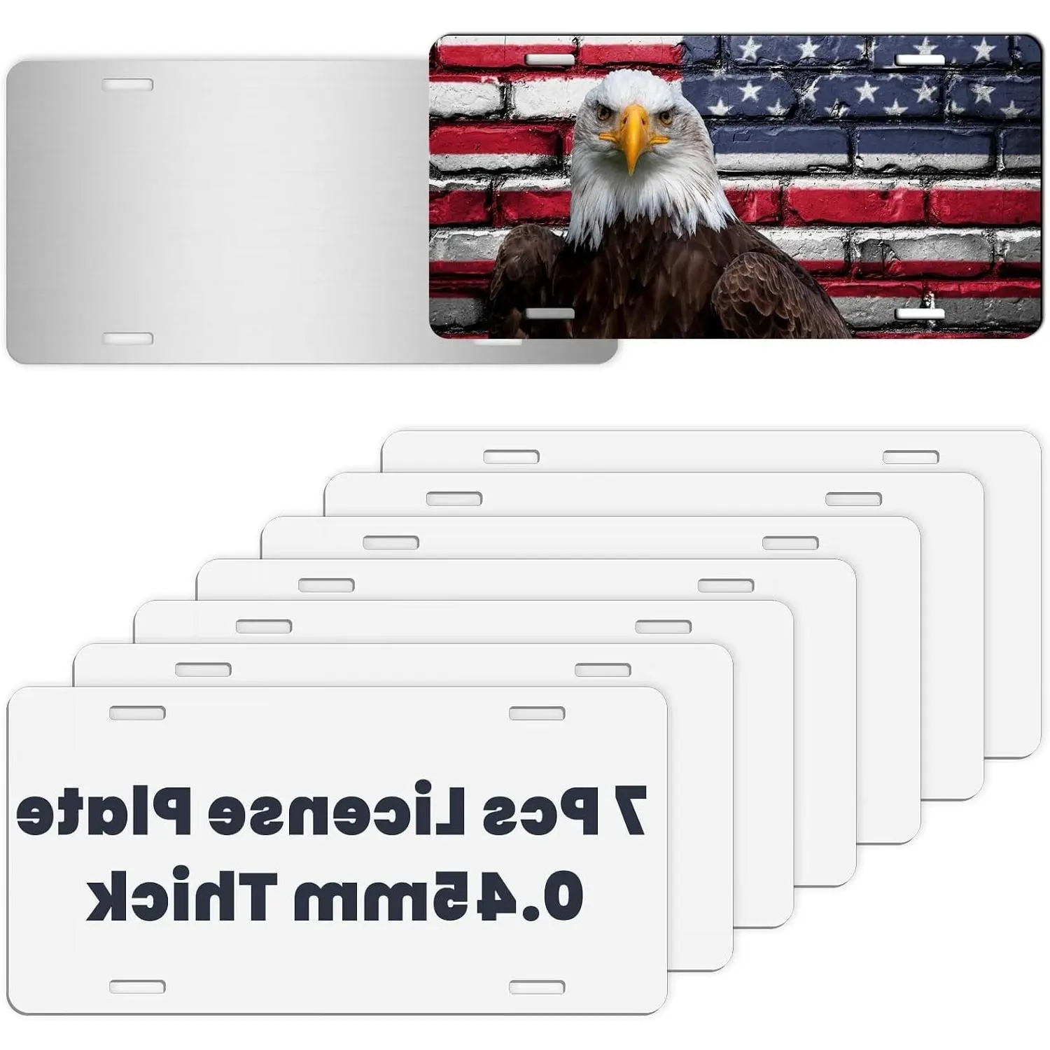 7 Pcs Aluminum Sublimation License Plate Blanks for Heat Transfer Vinyl, 0.45mm Thick Car Front License Plate Tags, Personalized Picture Metal Blanks for DIY Gifts Men WomenGift