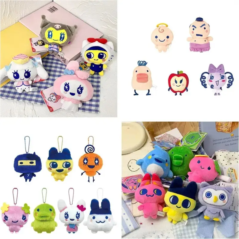 Tamagotchi Plush Keychain Cute Mametchi Memetchi Kuchipatchi Stuffed Pendant Cartoon Anime Bag Decoration Soft Doll Keyring
