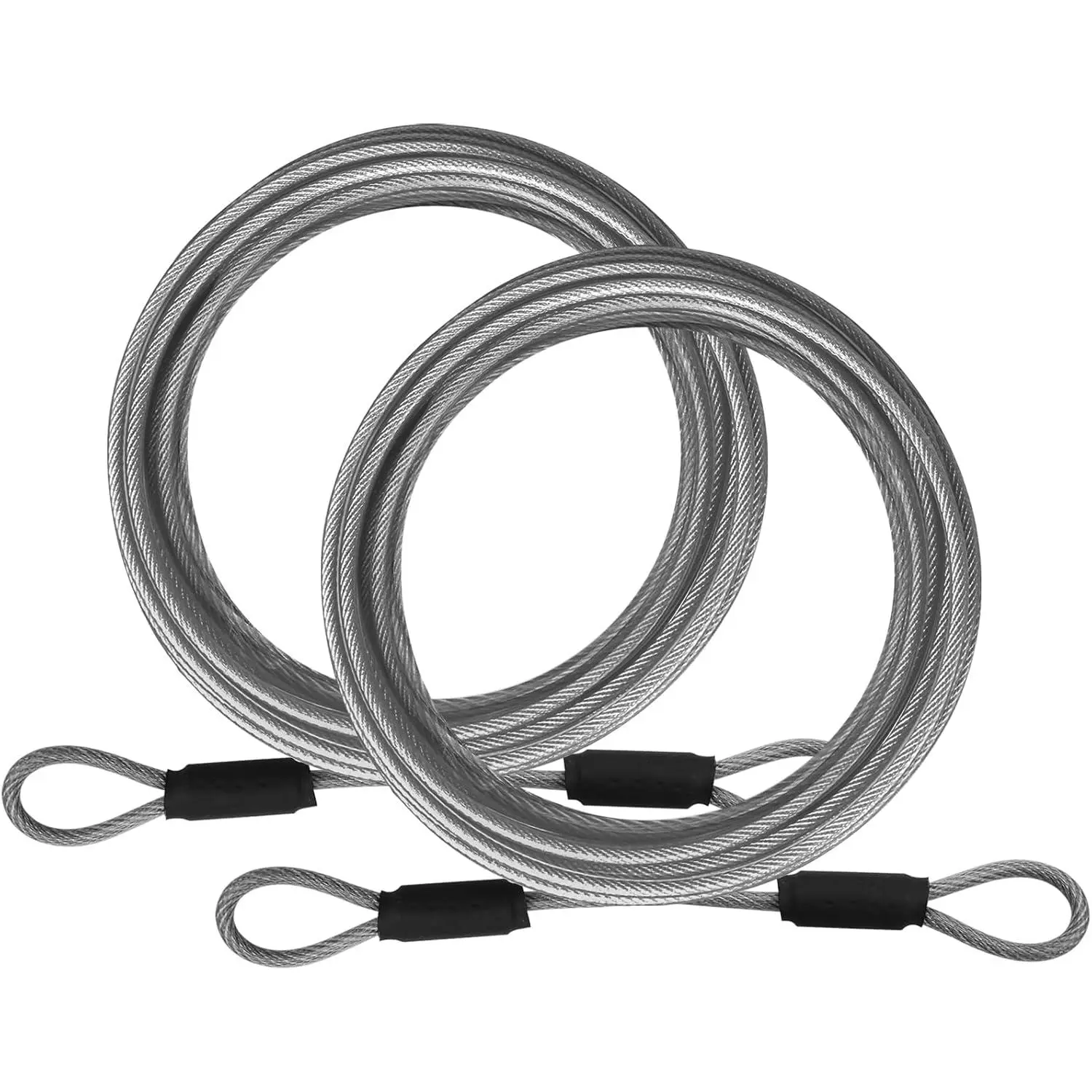 1/8inch Stainless Steel   4/6/10/15FT Luggage Lock Safety Wire Flexible Steel Wire Rope With Double Loop (2 Pack)