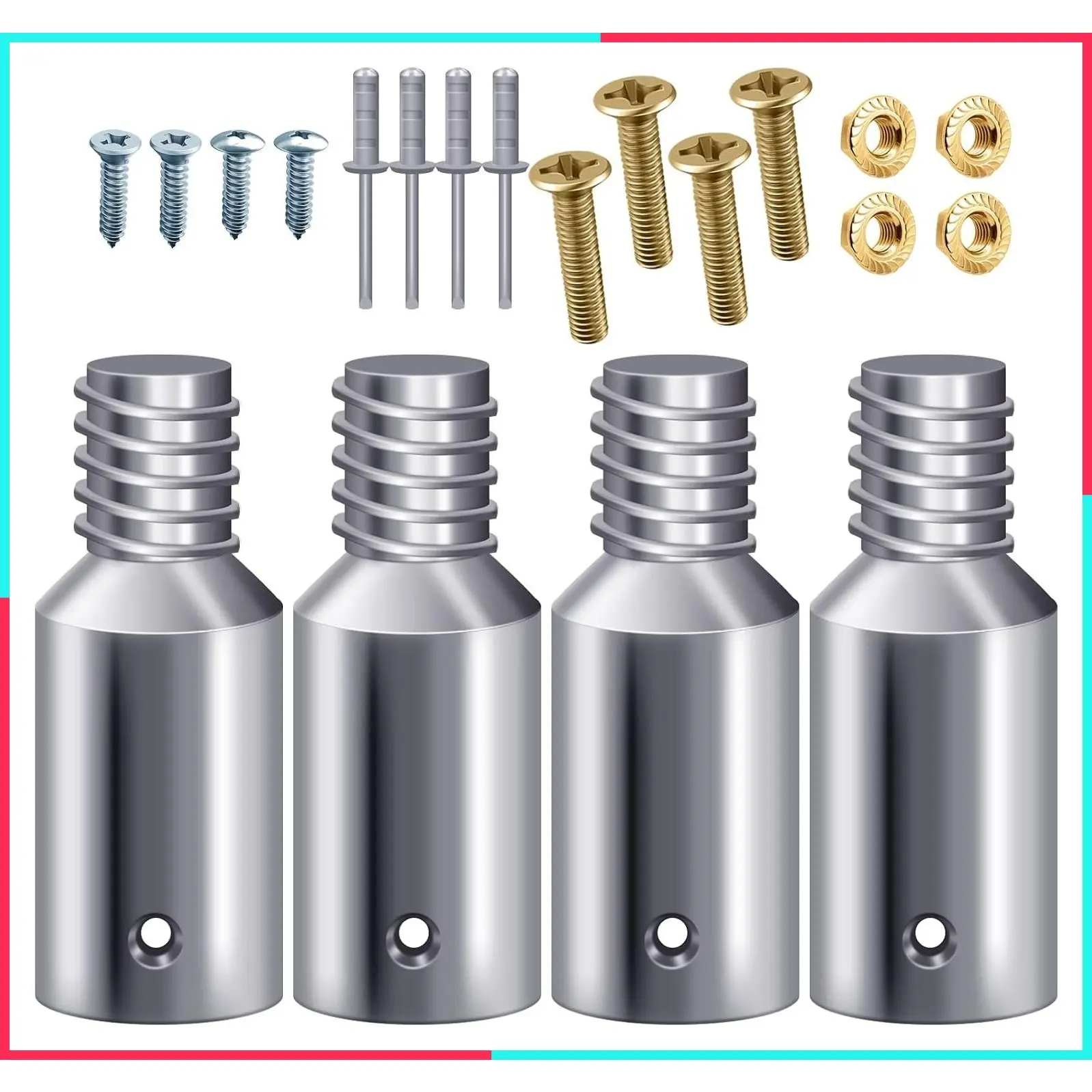 4-Pack Threaded Tip Replacement for Mop & Broom Handles, Fits 1-Inch Wood & Metal Poles, Extends Handle Length