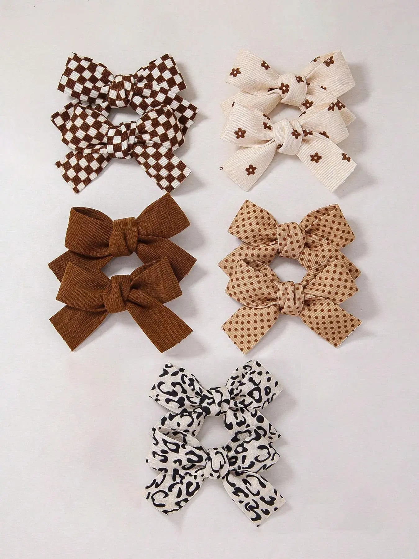 Baby Girl Hair Bows Set, Cute Polka Dot & Plaid Design, Soft Fabric Clip-On Accessories for Toddlers & Infants Daily Wear, Baby Big Head Bow, Hair Accessory