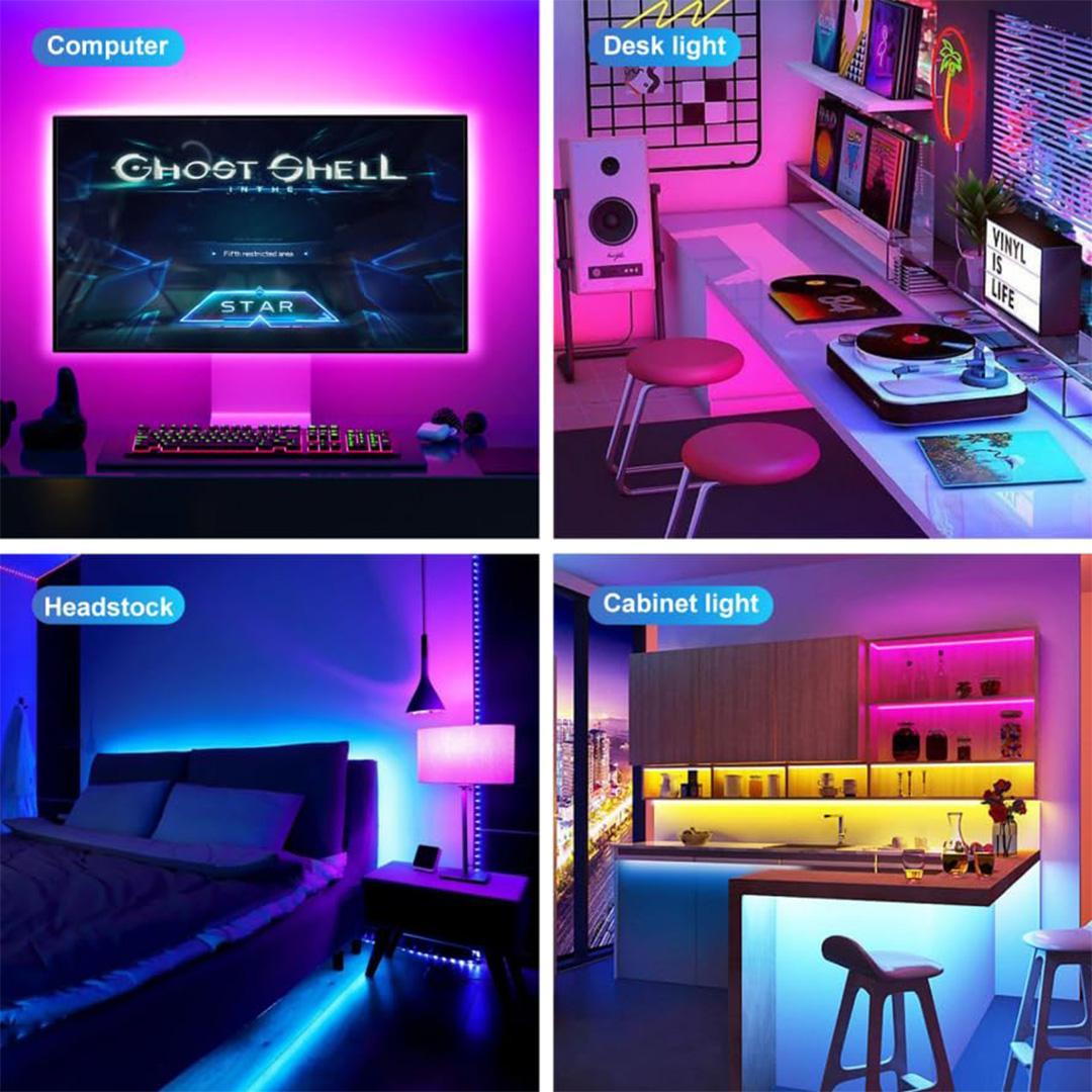 LED Light Strip, RGB LED Lights, 5V Light Strip with 3-Key Controller & Portable Battery Box, Cuttable & Dimmable Strip Light for Living Room, Party, Festival Decor