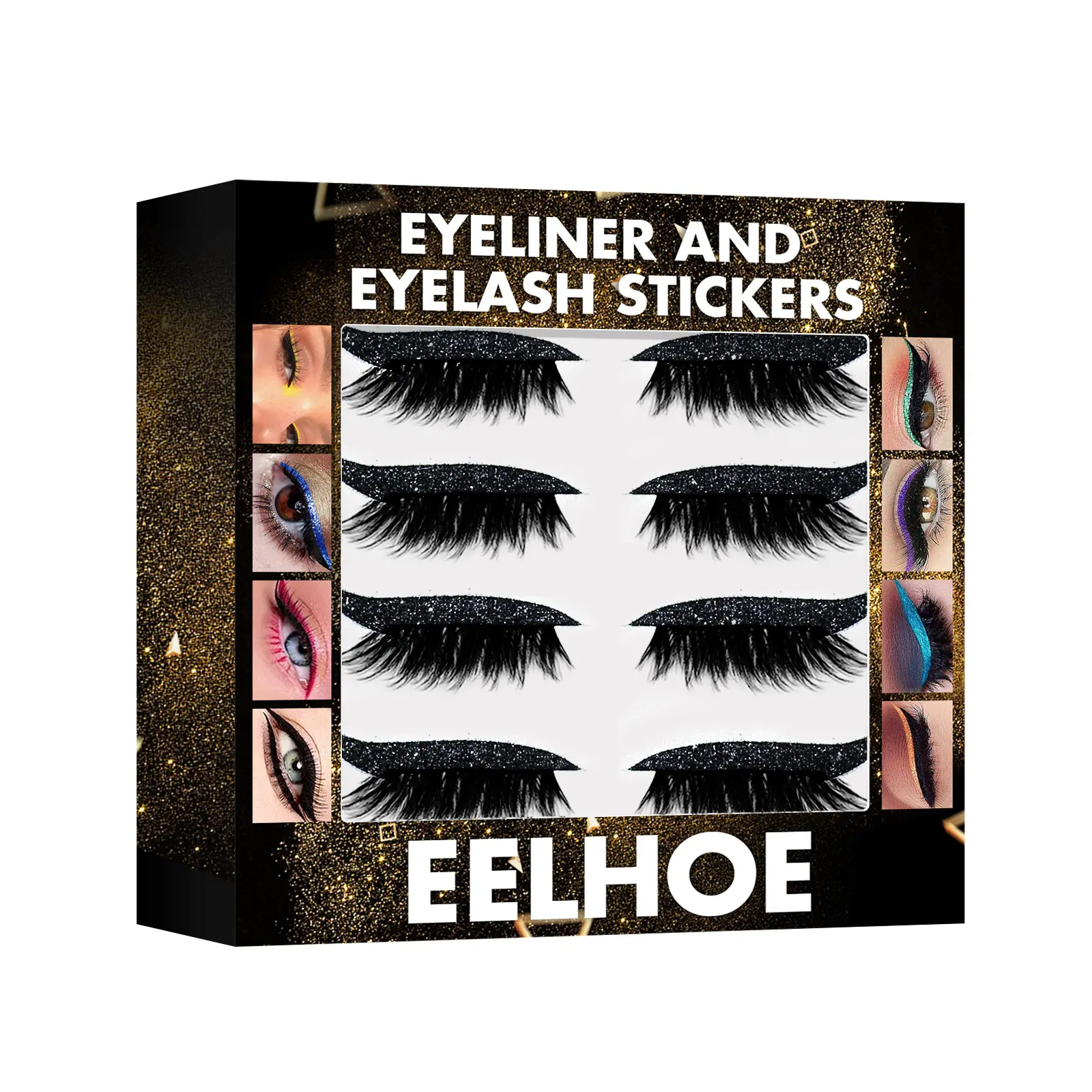 3D Glitter Eye Makeup Stickers, Self Adhesive Eyelash & Eyeshadow Decals, No Glue Required Eye Stickers for DIY Eye Makeup