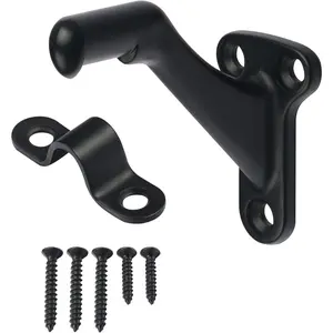 3 Pack Matte Black handrail Bracket,Handrail Stair Brackets 3" Heavy Duty Support Hardware Stairways, Home or Office Staircase Hand Rail Bracket with Screws,Easy Installation Railing Bracket