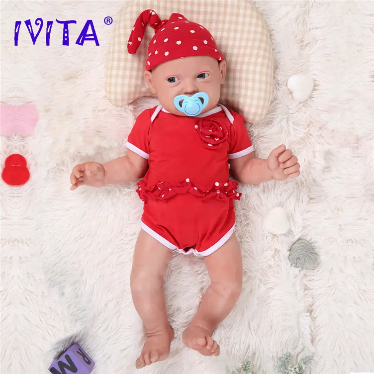 IVITA 23'' Large Silicone Reborn Baby Girl Full Body Silicone Newborn Doll Adorable Laughing Silicone Baby Infant Floppy Platinum Silicone Doll