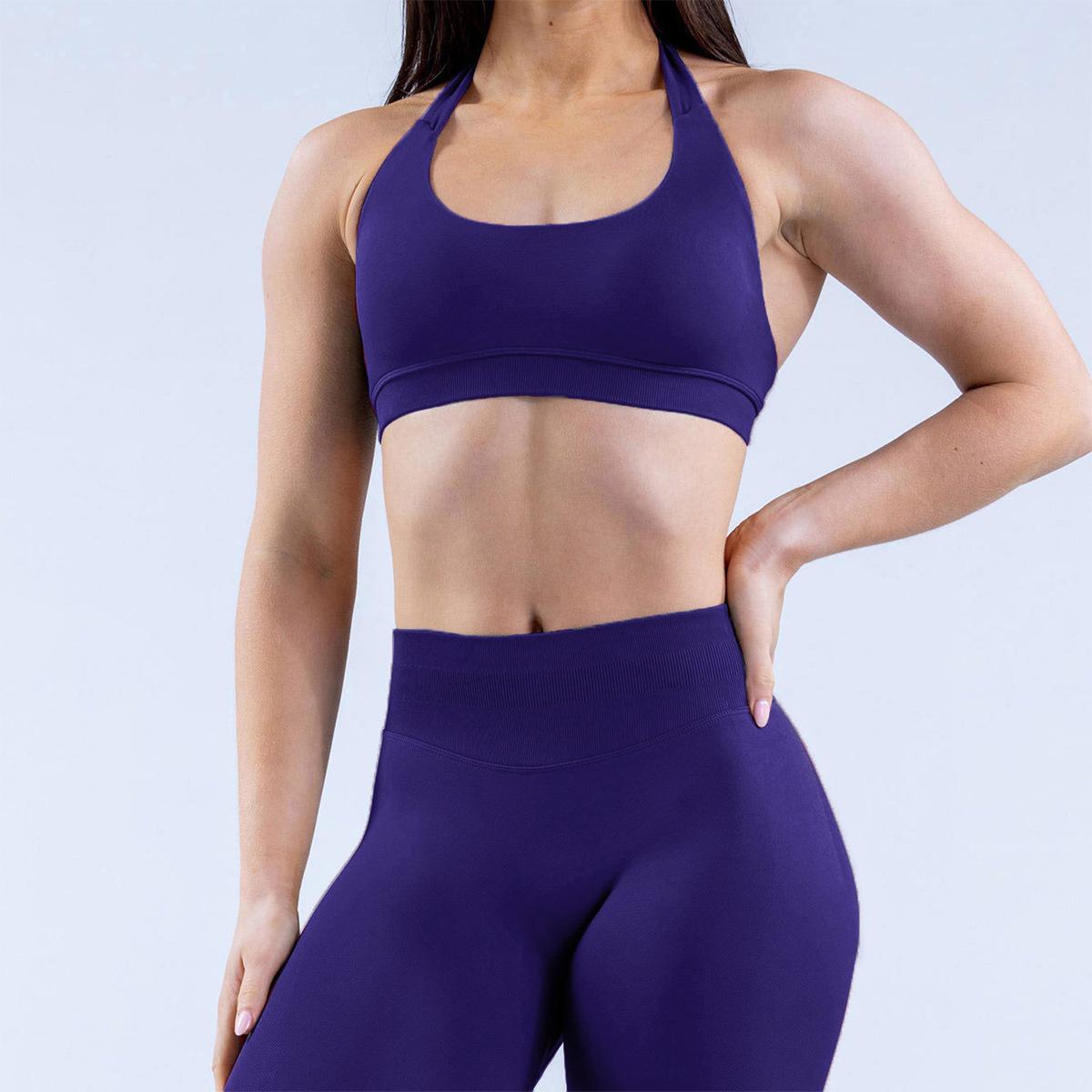 Women's Quick Dry High Waisted Yoga Pants Set Sports Bra With Adjustable Straps & Padded Cups, Macaron Color Activewear 2 Piece Women's Quick Dry High Waisted Yoga Pants Set Sports Bra With Adjustable Straps & Padded Cups, Macaron Color Activewear 2 Piece