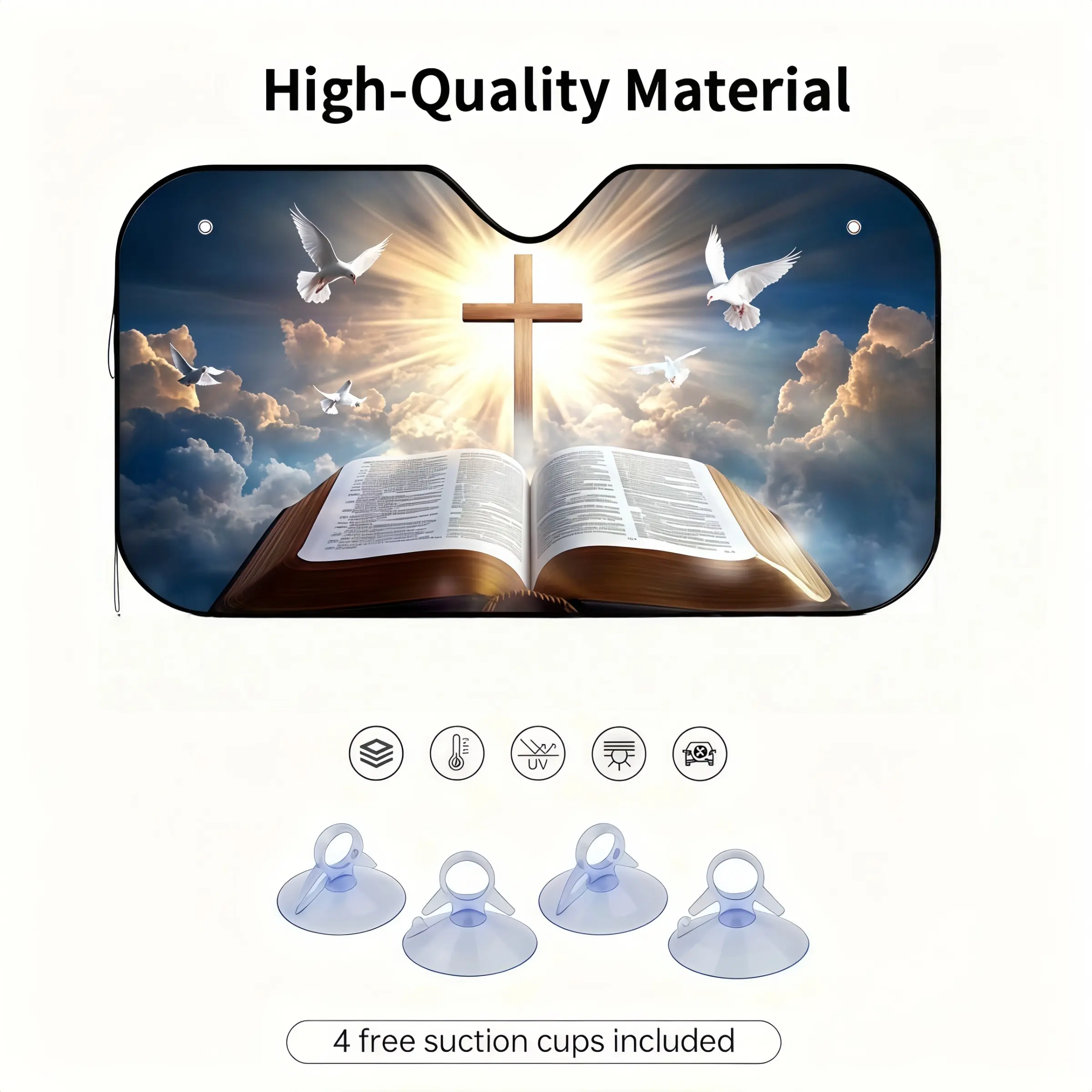 1pc a Two-Dimensional Flat Sunshade Featuring a Bible Angel Design – Shields Your Vehicle from Heat, Combines Style with Practicality, Comes with Four Suction Cups, Easy to Set Up And Fold, Ideal for Cars, Suvs, And Trucks