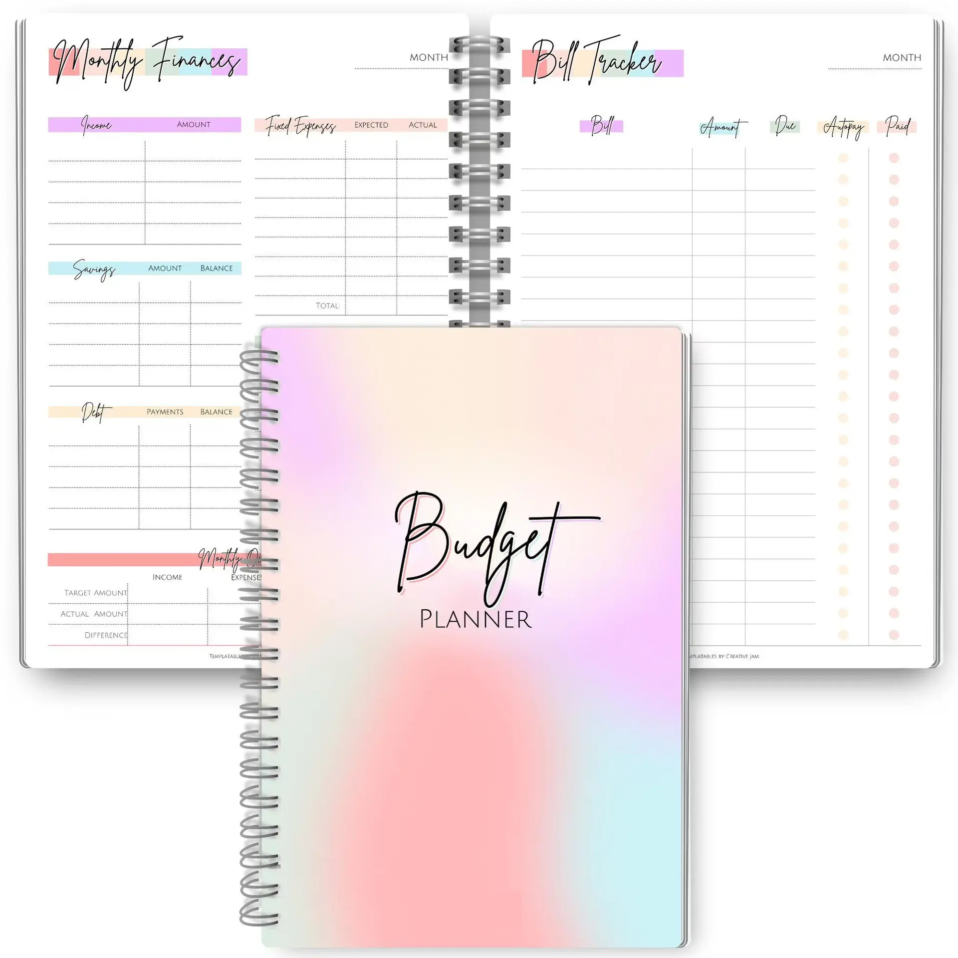 Budget Planning Notebook, Monthly Financial Management Book, Spiral Bound, Income Expense Savings Debt Tracking Ledger, Accounting Plan Book, Financial Planner