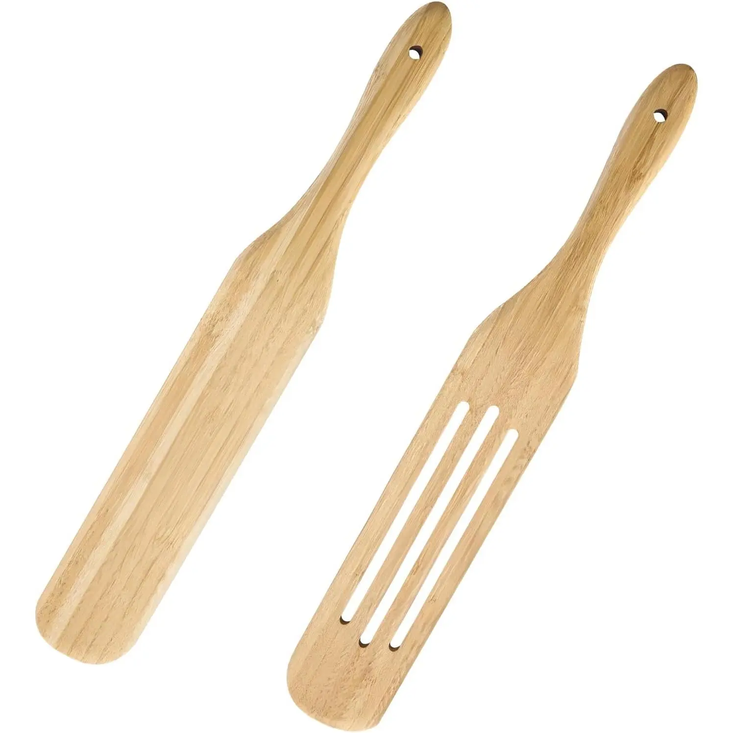 Wooden Spurtle Set  Utensils : 13 Inch for Sourdough Starter, Mixing Scraping Serving, Reaching Jar Bottom, Nonstick Cookware 2 Set