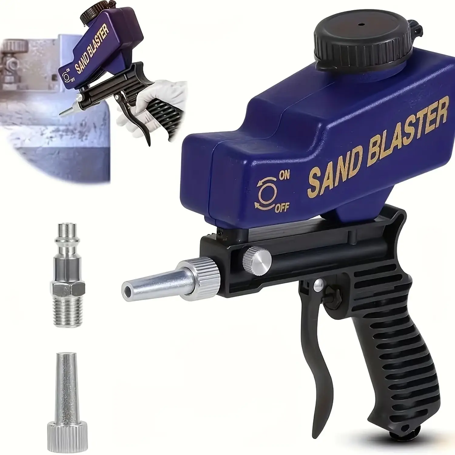 Portable Sandblaster Gun with Ergonomic Handle, 600cc Capacity, Ideal for Painting and Rust Removal, Suitable for Wood, Metal, Cars, DIY Projects