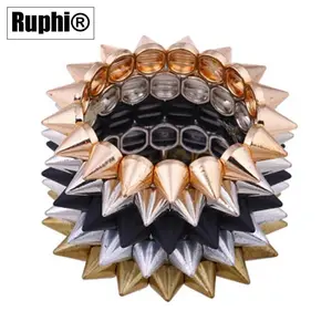 Spikes Elastic Bracelet Stretch Rivets Punk Style Bangle Bracelet Hip Hop Party Fashion Jewelry For Ladies Metal Alloy