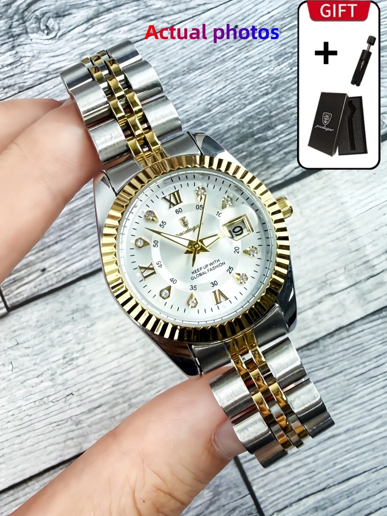 POEDAGAR Elegant Women's Quartz Watch, Fashion Party Night Light Waterproof Date Watch, Daily Clothing Decoration, Stainless Steel Watch, Girlfriend Anniversary Birthday Gift