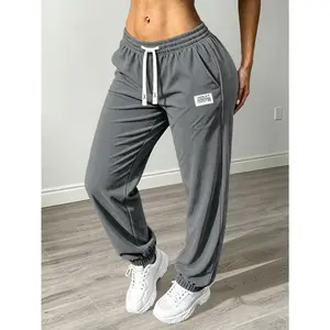 Women's Soft Corduroy Pants - Elastic Waist with Drawstring & Cuffed Ankle, Comfortable Casual Trousers for Spring/Fall, Solid Color Daily Wear Pants for Office to Casual Outfits
