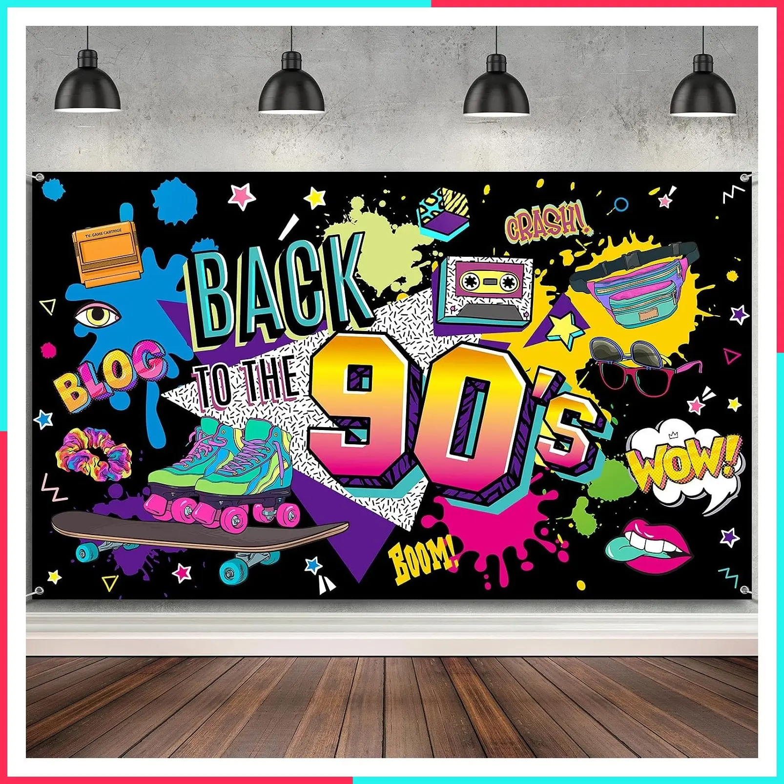 90s Backdrop Party Decoration Back to 90s 80s Photoshoot Banner