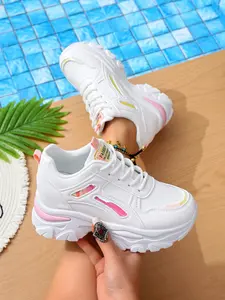 Women's Casual PU Leather Sneakers, Rubber Sole, Plain Design, All-Season Footwear, Perfect with Jeans and Tops, Comfortable and Stylish