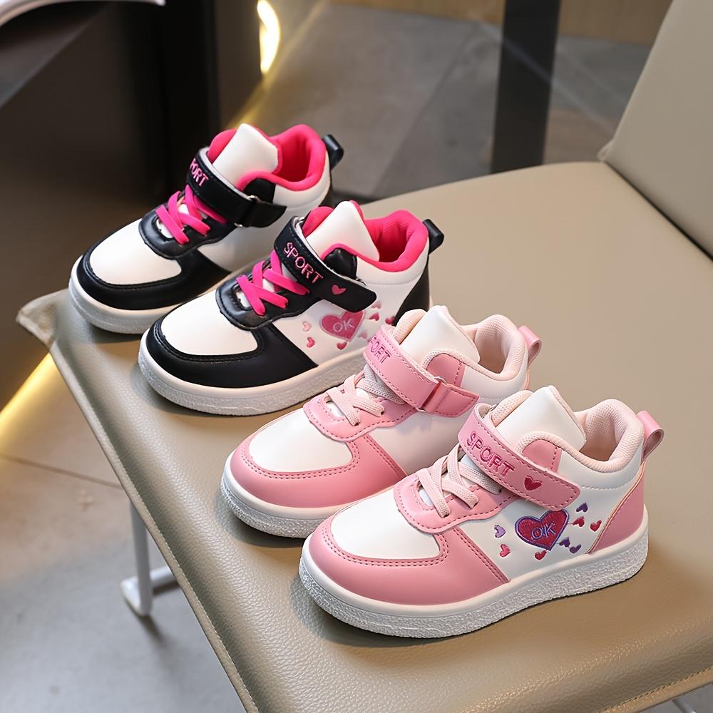 Girls' PU Leather All-Seasons Trainers with TPR Sole - Non-Slip, Stable, Lightweight, Comfortable, Easy-to-Care, Versatile-Style Running Shoes for Daily School Wear (New Model)
