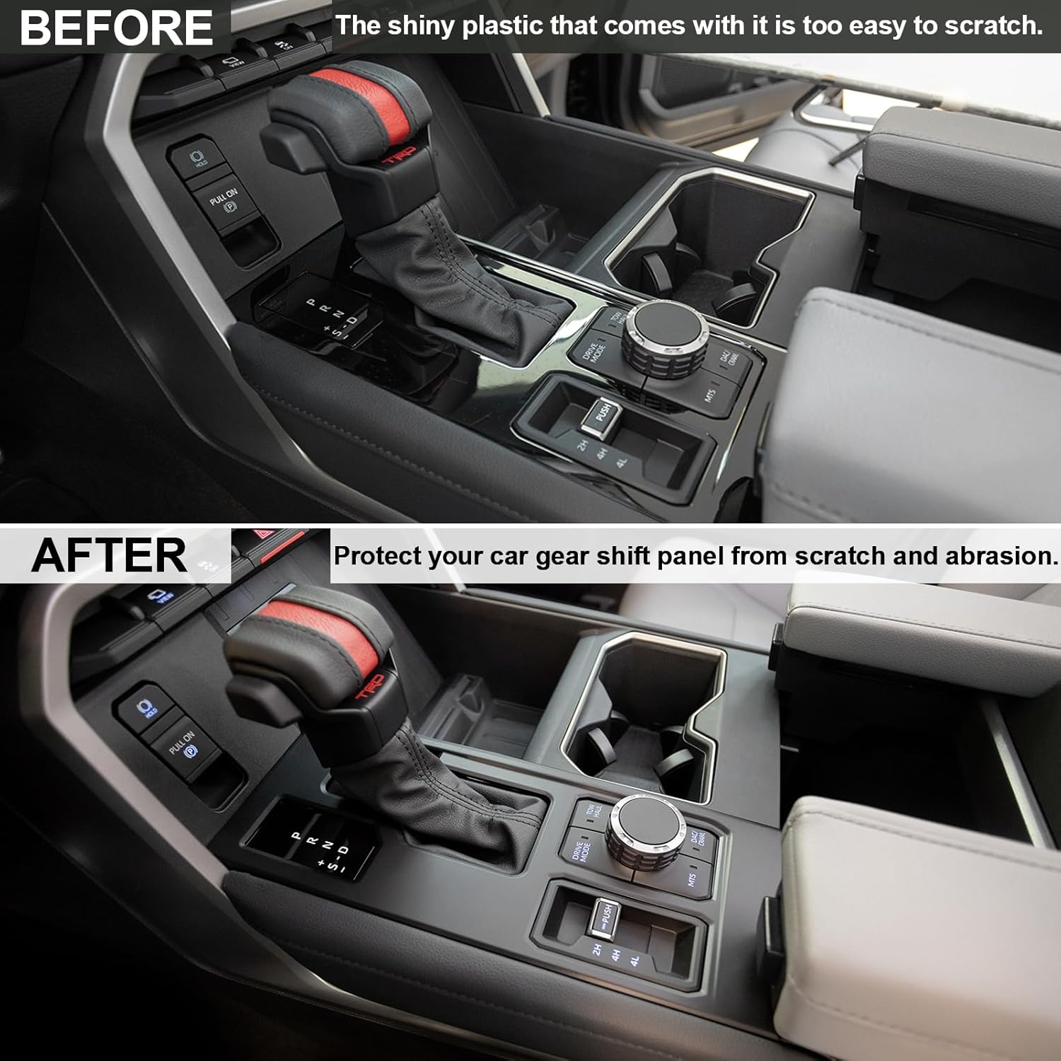 Central Control Gear Shift Panel Trim Cover Compatible with 2022 2023 2024 2025 Toyota Tundra/Sequoia Accessories, Gear Shift Control Anti-Scratch Panel Decorative Sticker -Matte Black