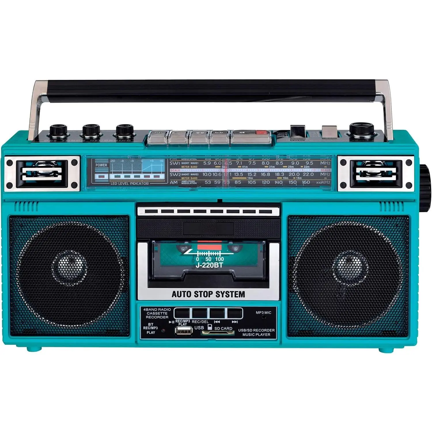 Retro  Boombox Cassette Tape Player Recorder, J-220BT,