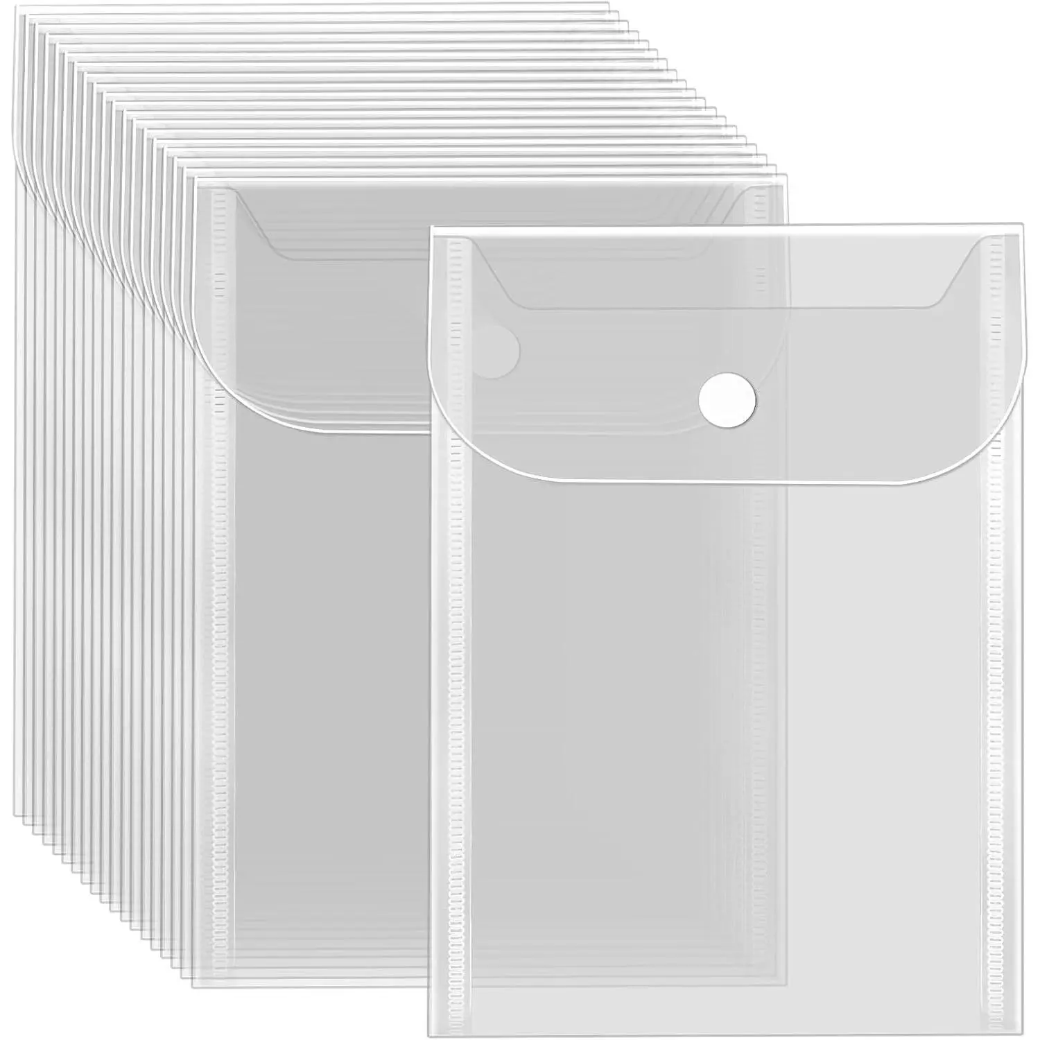 20 Pcs 5x7 Inch Small Plastic Envelopes with Snap Closure, Reusable Waterproof Clear Storage Pockets for Stamp Die, Sticker Organizer, Receipt Holder and Photo Storage