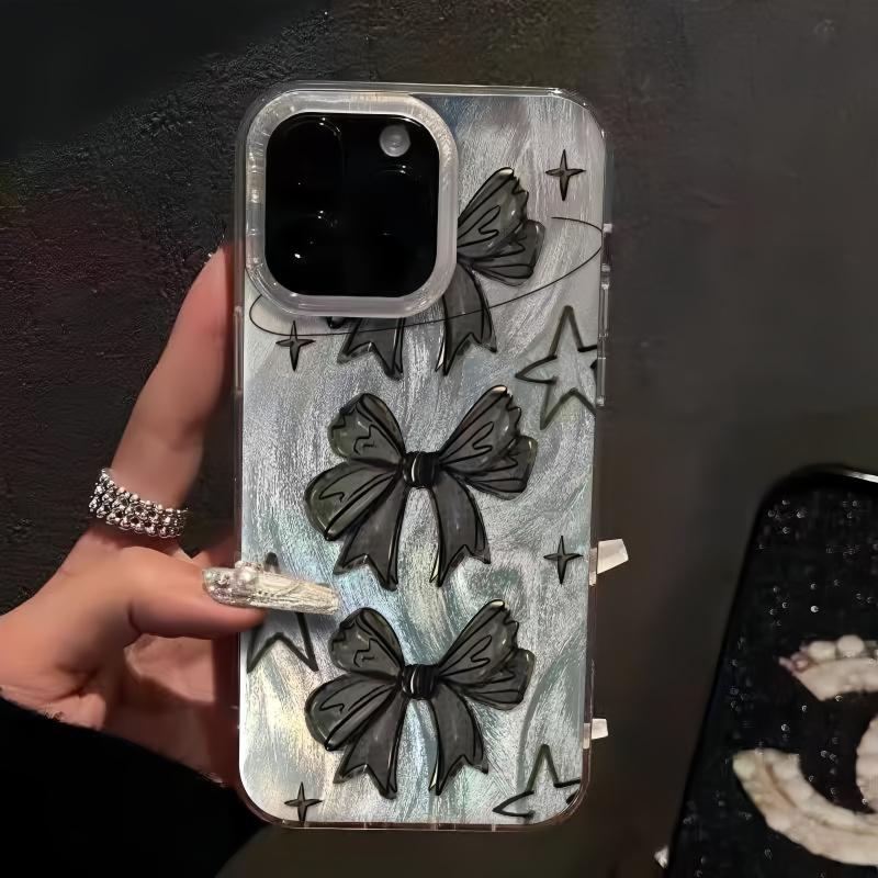 Luxury Feather Yarn Clear Phone Case, Integrated Transparent Buttons, Shockproof Airbag Corners.Anti-Fingerprint TPU & PET Material, Slim Anti-Drop Protective Cover for iPhone 17/16/15/14/13 Pro Max Plus Air, Trendy Aesthetic Design