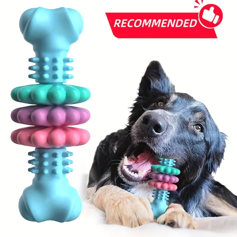 Doggy Chewing Bone Toy, Interactive Tough Chewer, suitable for aggressive chewers - Durable thermoplastic rubber with geometric patterns, small to medium dog chew toy for cleaning teeth and training, to relieve boredom
