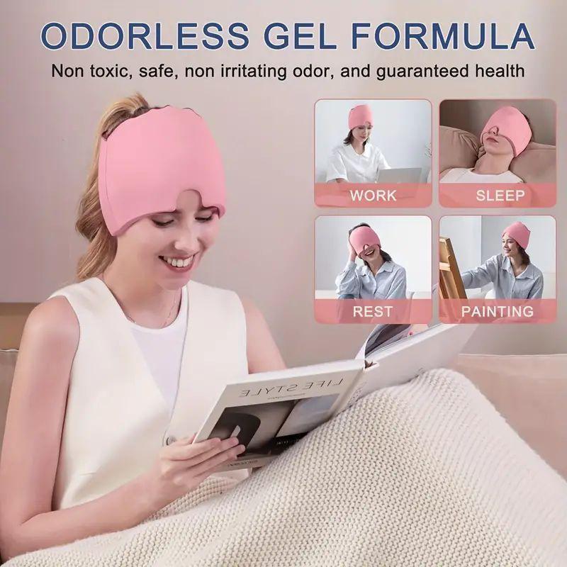 Cold Compress Gel Ice Hat, 1 Count Wearable Cold Pack Head Wrap, Reusable Hot & Cold Eye Mask, Elastic Face & Head Cold Compress Cover, Soft Design for All Skin Types