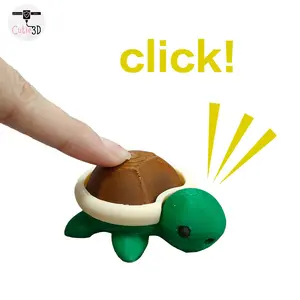 Timbershell Turtle Animals Keychain - 3D Cartoon Fidget Clicker Toy, Sturdy 3D Printed Small Clip Pocket Accessory, Stress Relief Keyring, Great Holiday Gift for Kids Teens