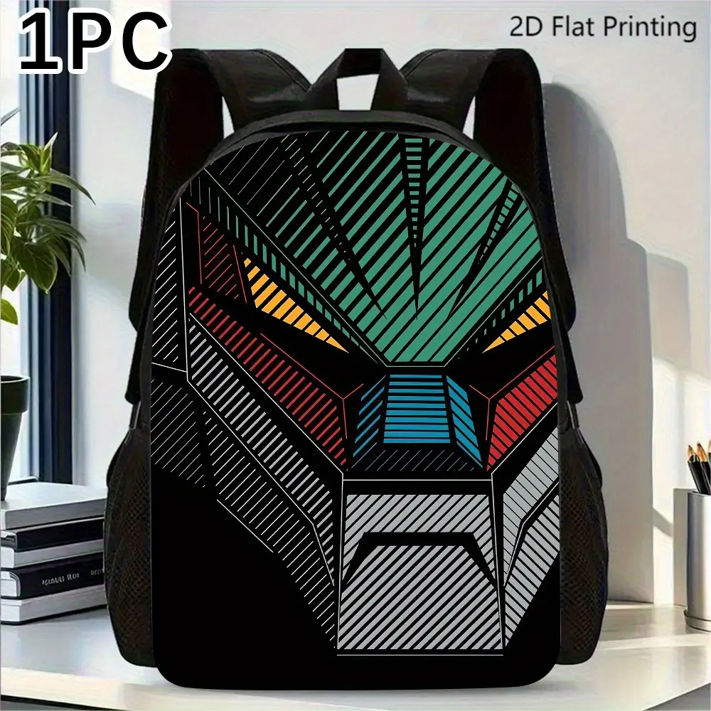 1pc Mechanical Warrior Backpack - Futuristic Robotic Face Design Backpack Bag with Adjustable Shoulder Straps, Lightweight School & Travel Backpack for Teens, Adults - Ideal for College, Work, Gaming (Ages 14+), College Essentials, Bold Graphics, Durable