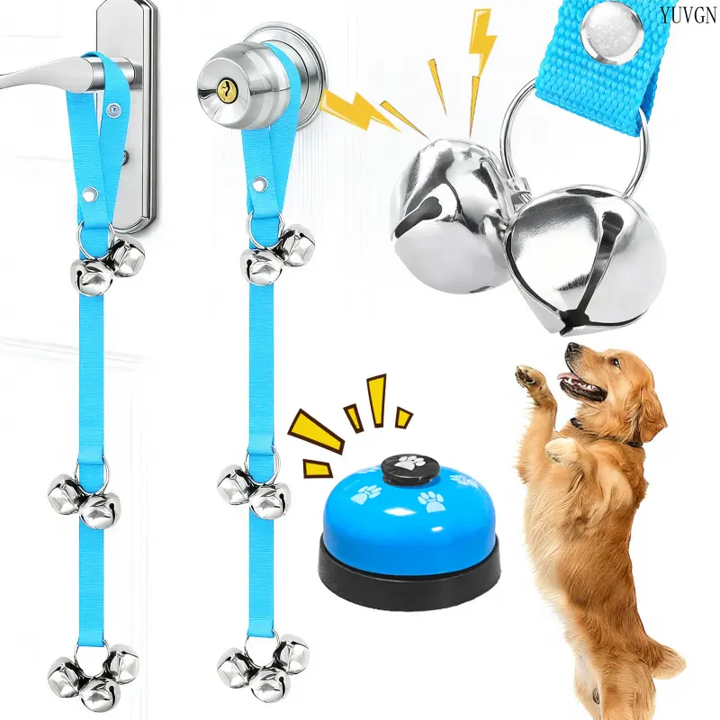 2pcs dog doorbell sets, pet training bells, loud dog bells for outdoor toilet training and communication devices, interactive toys for cats and puppies, adjustable band doorbells