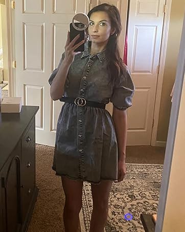 FMEYOA Womens Summer Denim Dress Button Down Short Sleeve Babydoll Dress Puff Sleeve Flowy Jean Dress FMEYOA Womens Summer Denim Dress Button Down Short Sleeve Babydoll Dress Puff Sleeve Flowy Jean Dress