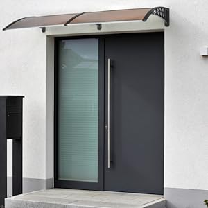 Karlhome Window Awning Door Canopy 77"x35.4", Polycarbonate Cover Front Door Outdoor Patio Awning Canopy UV Rain Snow Sunlight Protection Hollow Sheet, Brown Board & Black Bracket
