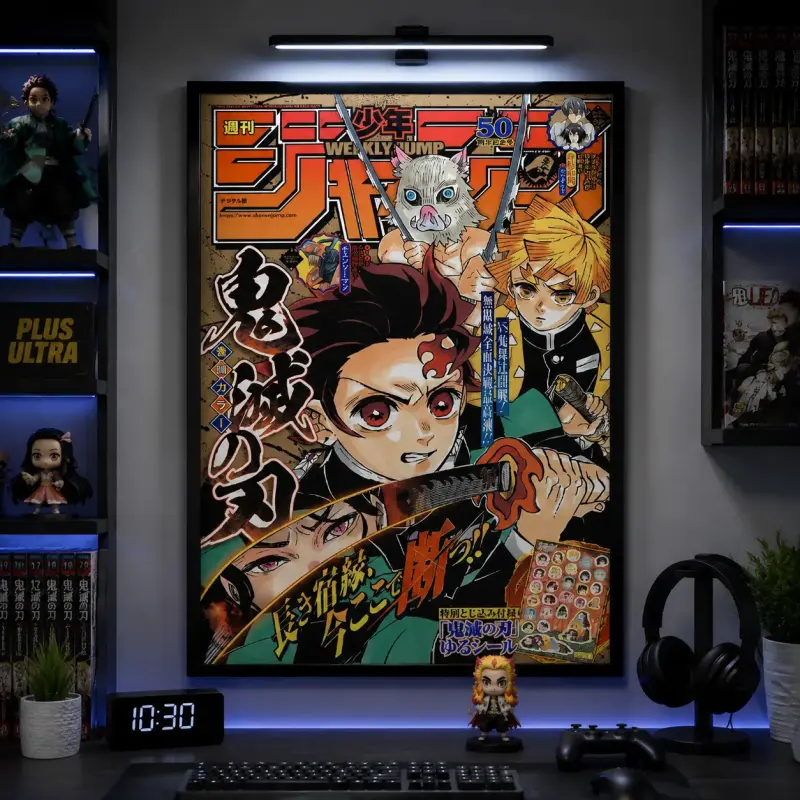 Demon Slayer Kimetsu no Yaiba Canvas Wall Art Poster Tanjiro Nezuko Inosuke Zenitsu Anime Weekly Jump Manga Cover Print Japanese Aesthetic Decor Bedroom Living Room Gaming Room Office Man Cave Gift for Anime Fans
