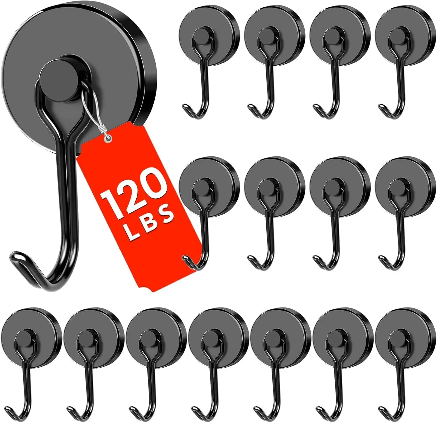 16-Pack 120LBS Magnetic Hooks for Refrigerator, Home Office - Shiny Tool Organizer Hangers for 2026 Cruise Ship Grills Classroom