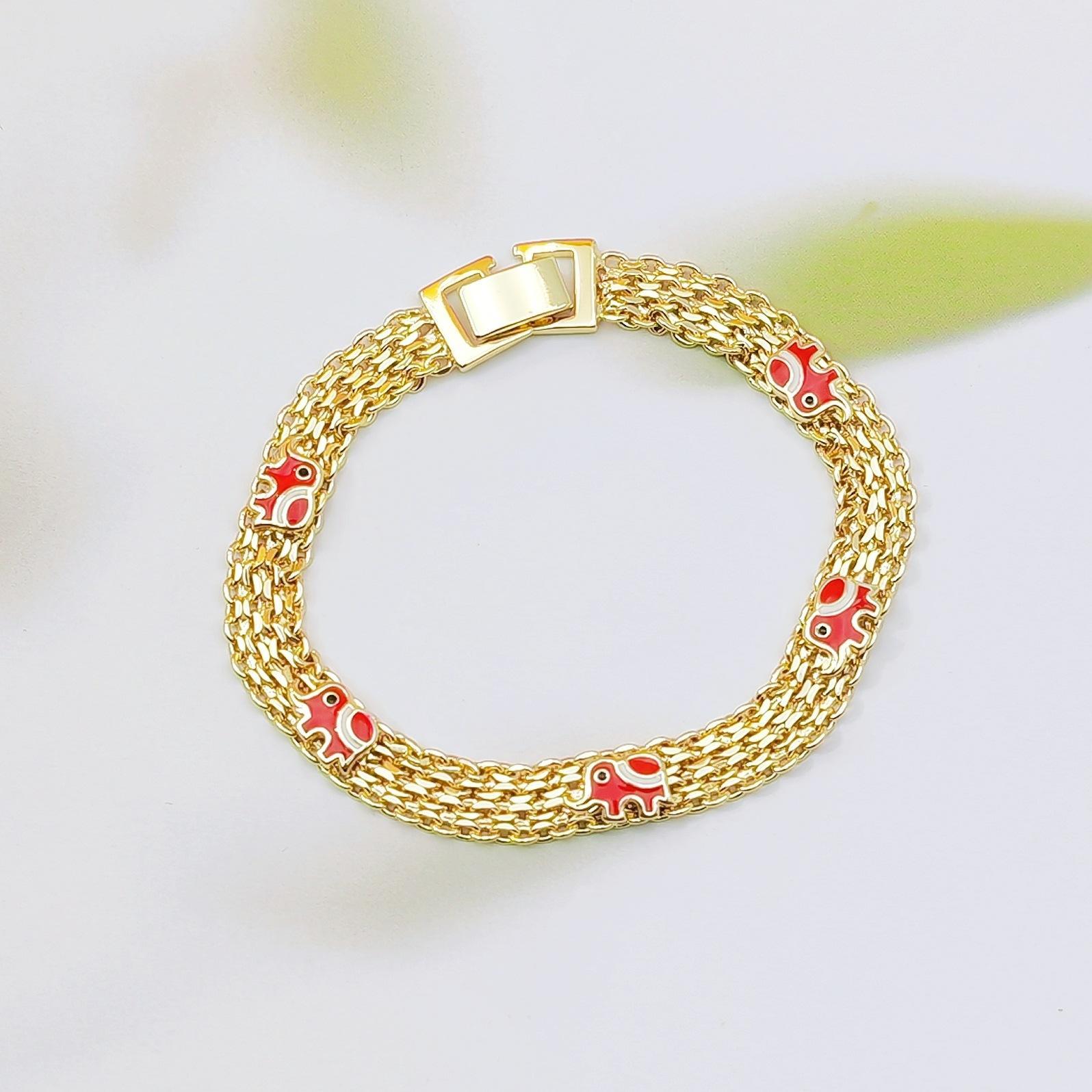 Light Luxury Bohemian Colorful Lucky Elephant Bracelet, Niche High-End Design, Stylish Versatile Fashion Jewelry for Daily & Festival Wear