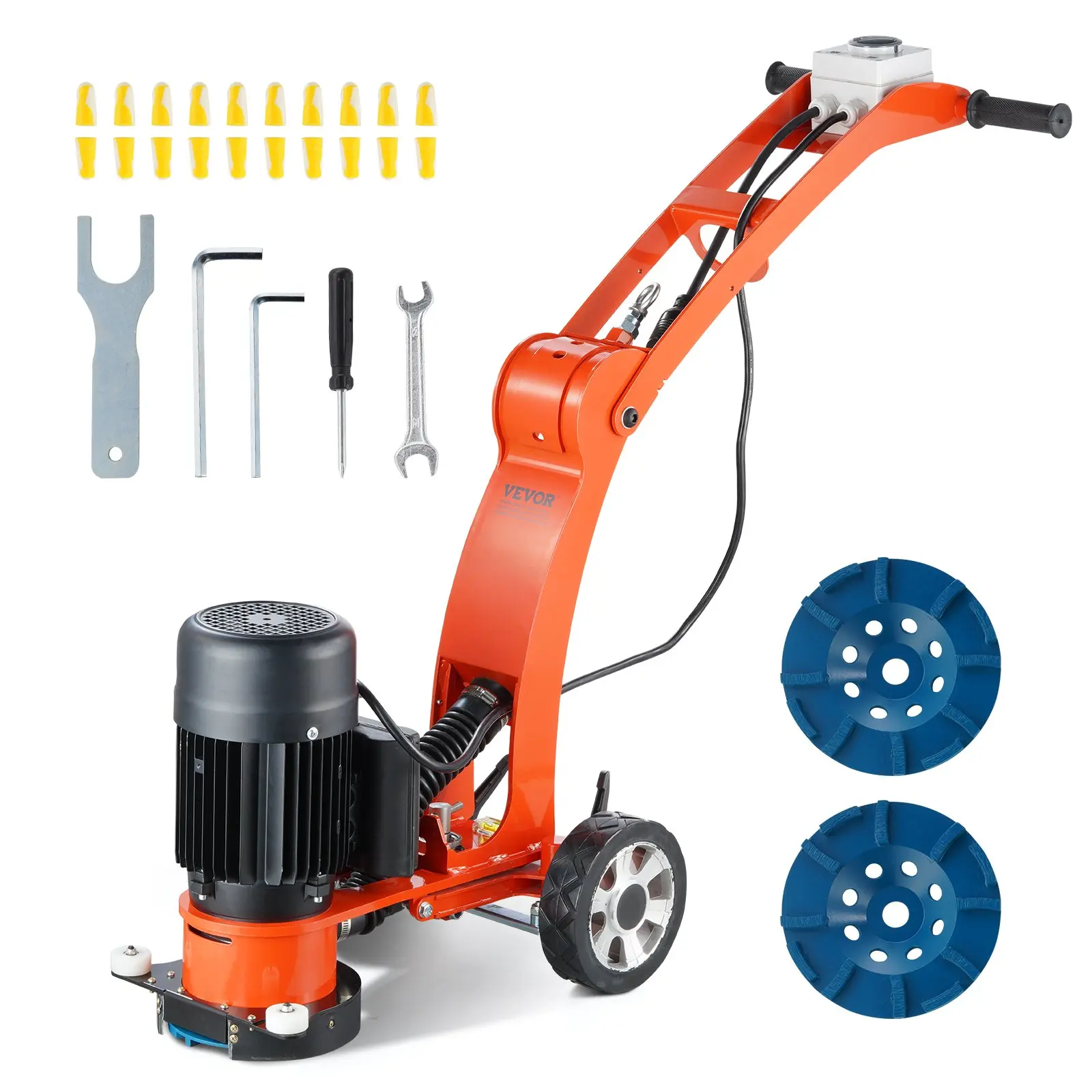【DealsForYouDays】VEVOR Electric Concrete Floor Grinder 7" Walk-Behind Grinder 1.7HP Concrete Floor Polisher, 1300W Grinding Machine, 1720RPM Upgrade Brushless Motor Surfacing Grinder for Granite/Marble/Stones