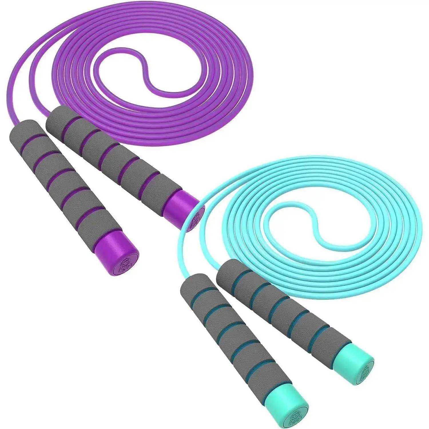 2-Pack Vibrant Adjustable Fitness Skipping Rope, Foam Grips for Comfortable Hold, At-Home Gym Equipment, Two-Pack