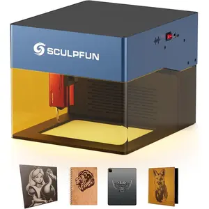 SCULPFUN iCube 3W Mini Laser Engraver, Laser Engraving Machine with 0.02mm Ultra Fine Laser Spot, 10,000mm/min High Speed Engraving, CNC Machine with
